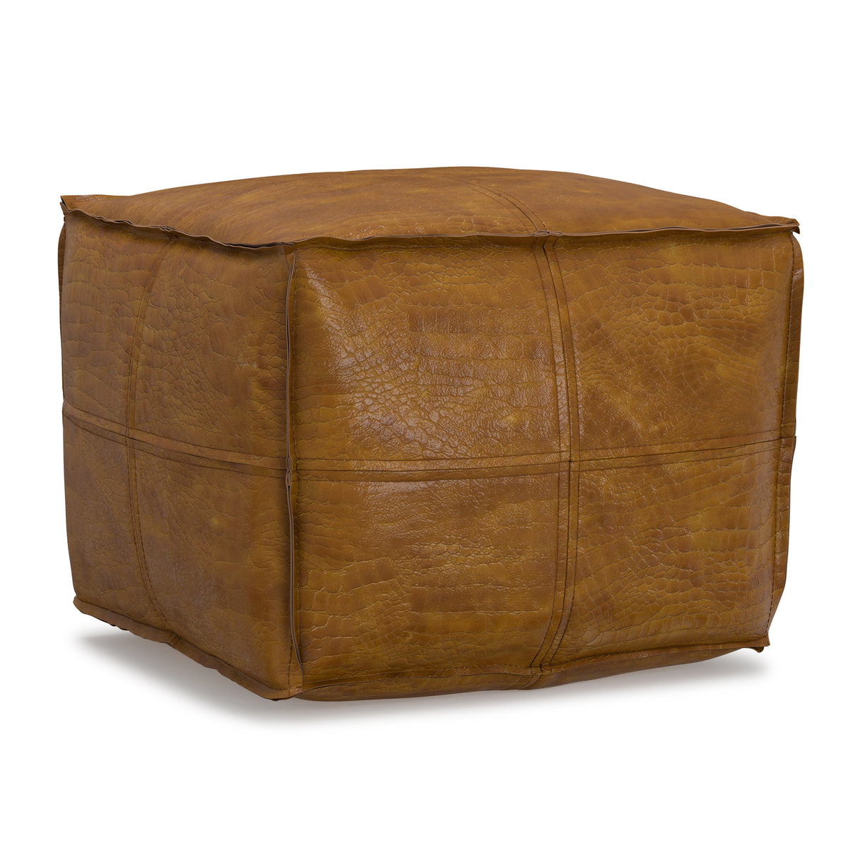Tan Genuine Leather | Brody Square Pouf in Genuine Leather