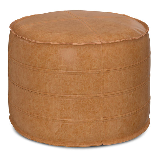 Distressed Camel Brown | Brody 20 Inch Round Pouf