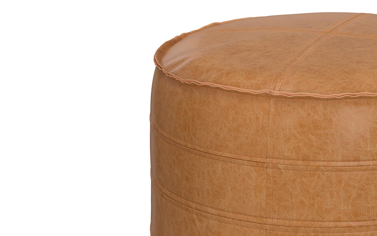 Distressed Camel Brown | Brody 20 Inch Round Pouf