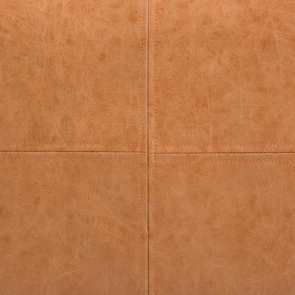 Distressed Camel Brown Distressed Vegan Leather | Brody Square Pouf