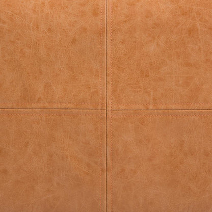Distressed Camel Brown Distressed Vegan Leather | Brody Square Pouf