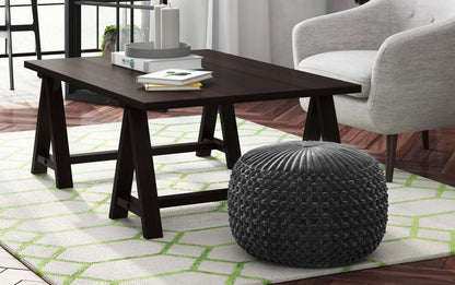 Dark Grey Velvet Fabric  | Renee Velvet Round Pouf