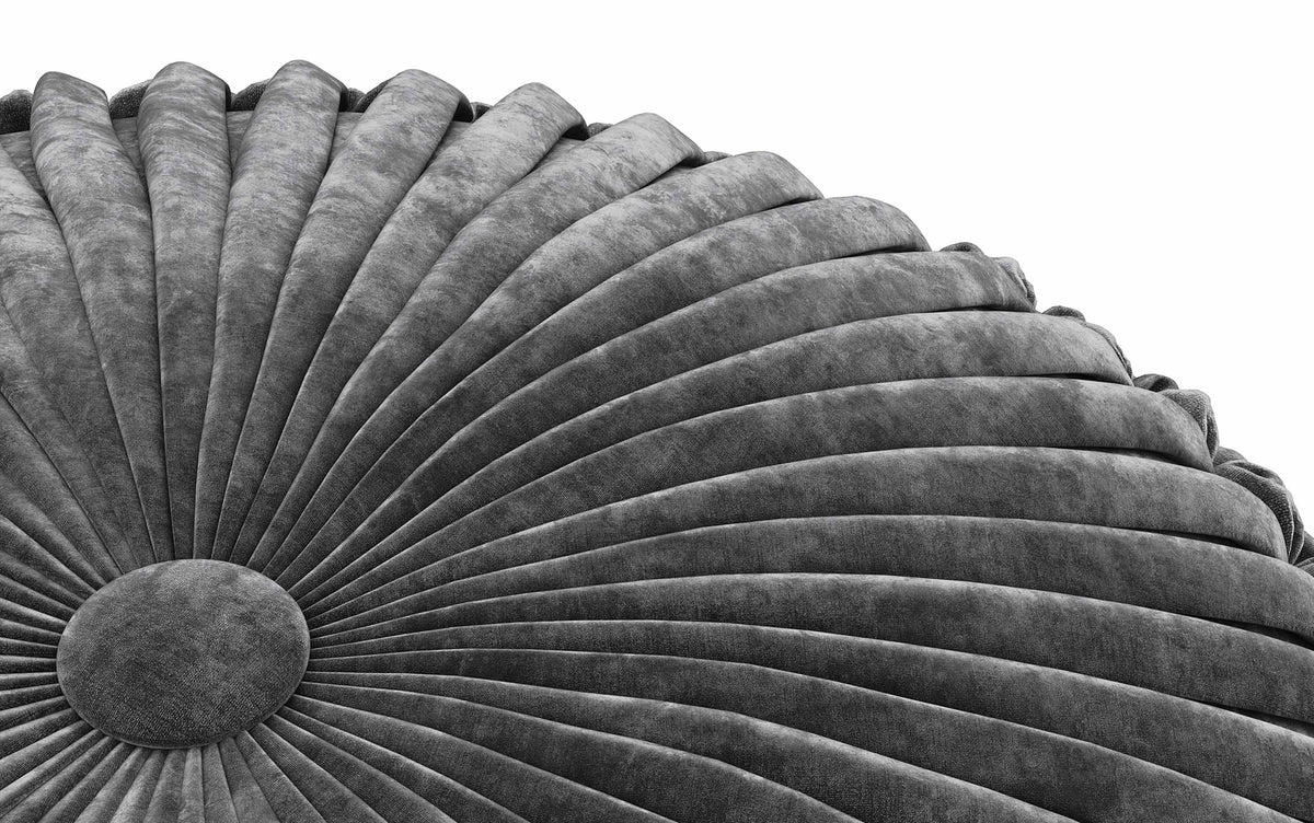 Dark Grey Velvet Fabric  | Renee Velvet Round Pouf