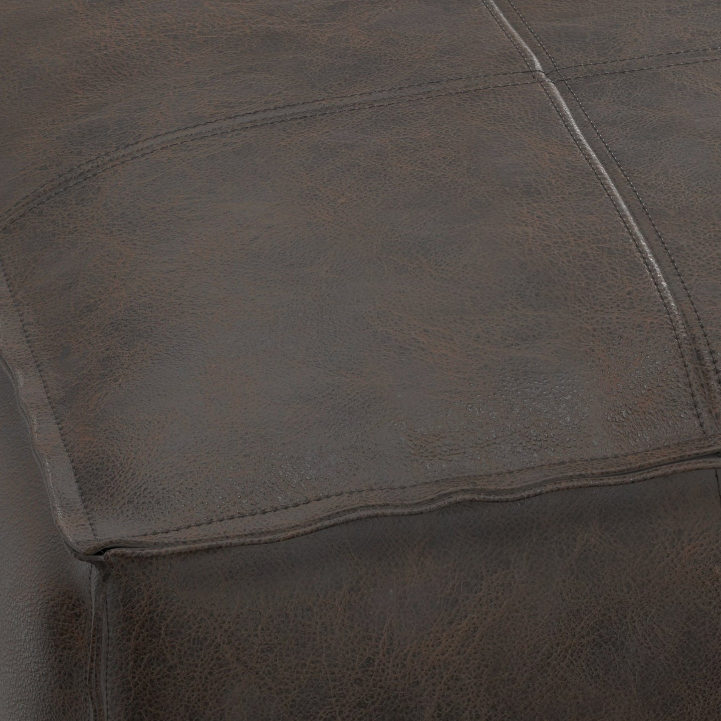Distressed Dark Brown | Brody 18 inch Square Pouf