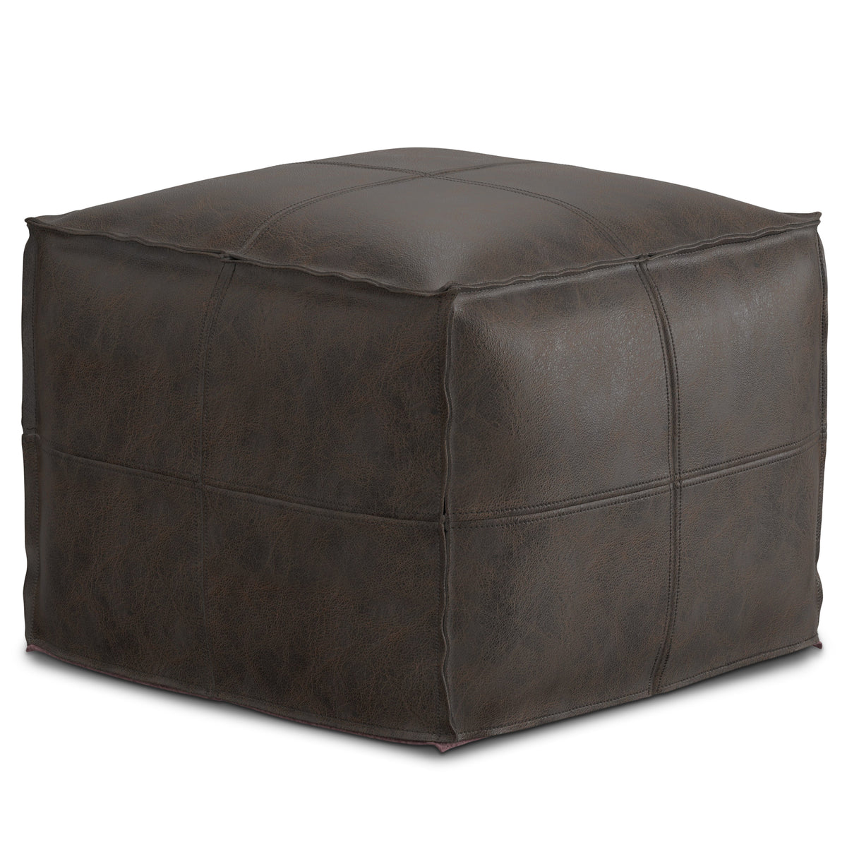 Distressed Dark Brown | Brody 18 inch Square Pouf