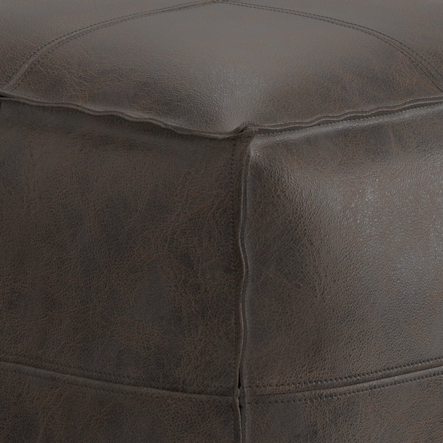 Distressed Dark Brown | Brody 18 inch Square Pouf