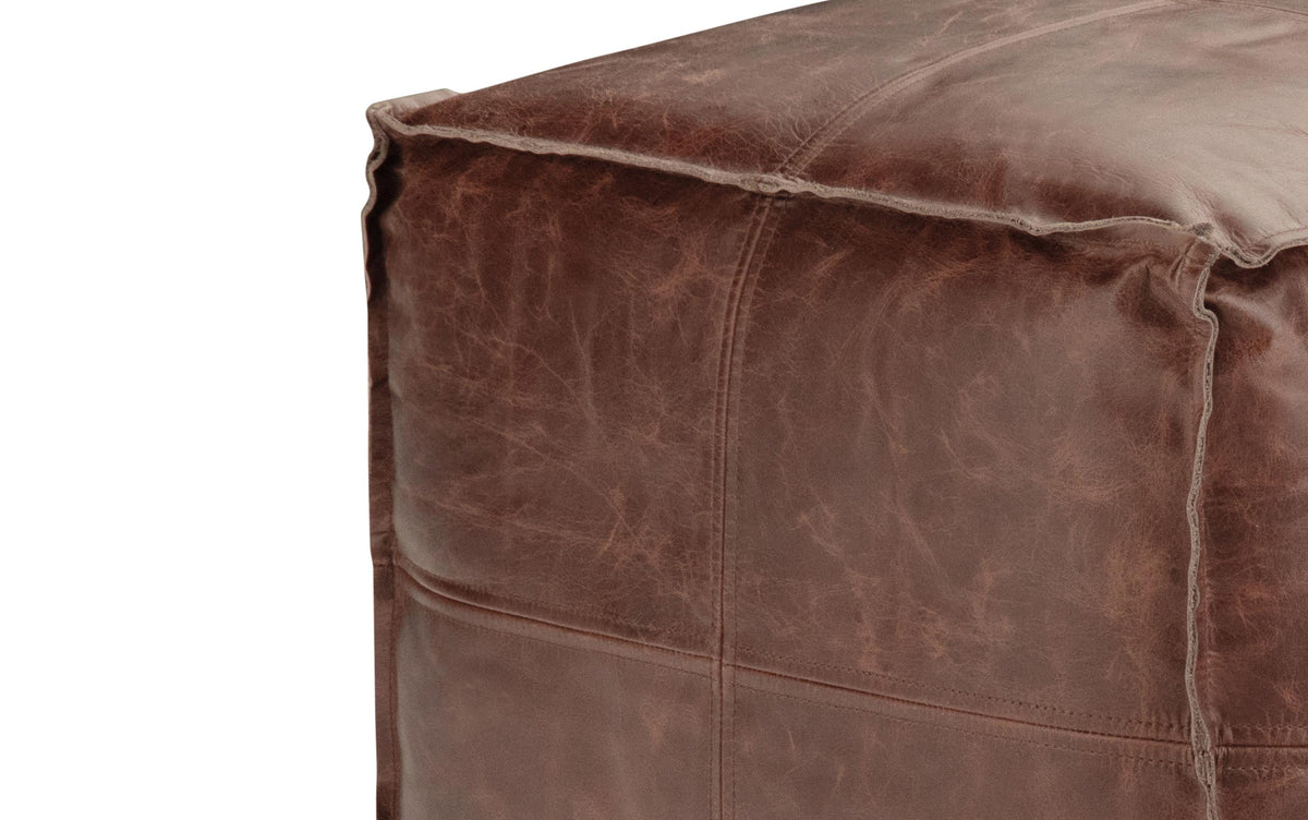 Distressed Brown | Brody 18 inch Square Pouf