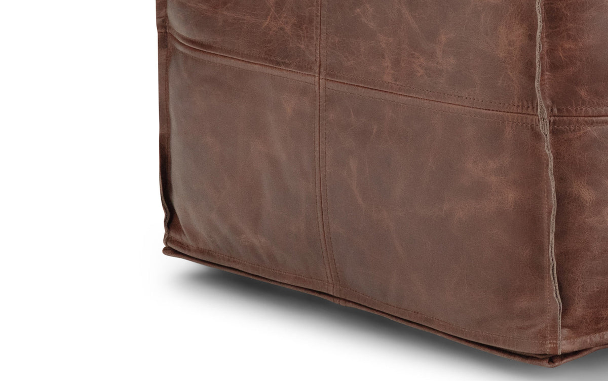 Distressed Brown | Brody 18 inch Square Pouf