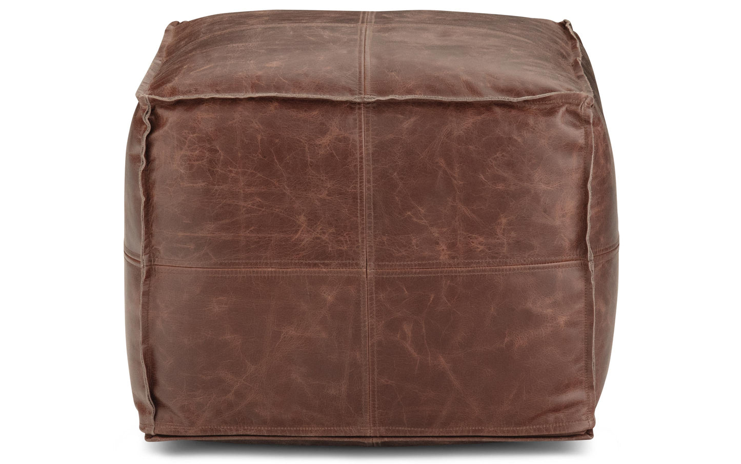 Distressed Brown | Brody 18 inch Square Pouf