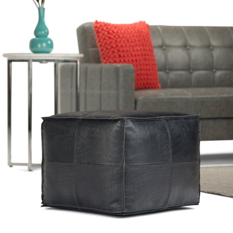 Textured Black | Brody 18 inch Square Pouf