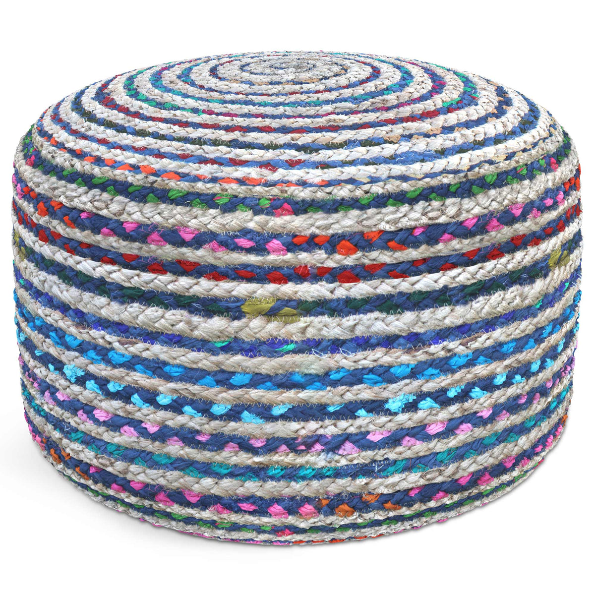 Multi-Blue | Margo Round Pouf