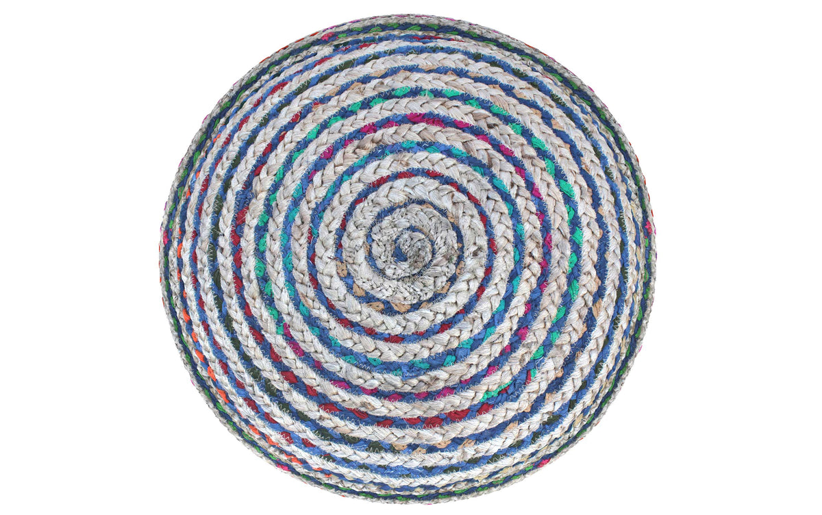 Multi-Blue | Margo Round Pouf