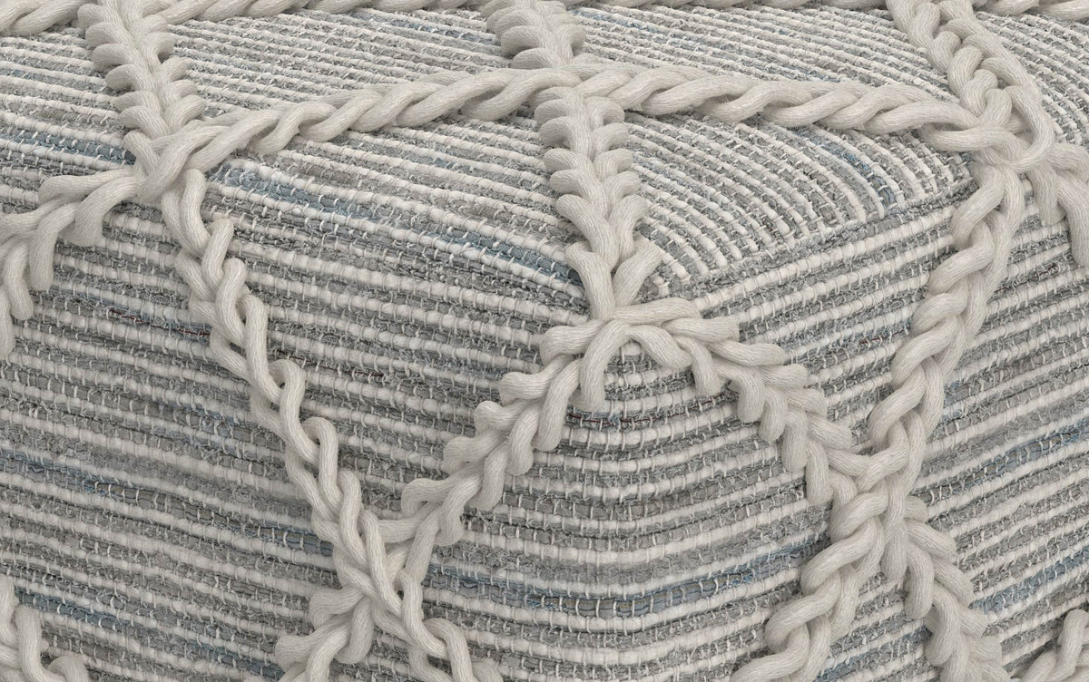 Grey and Natural | Cowan Square Pouf