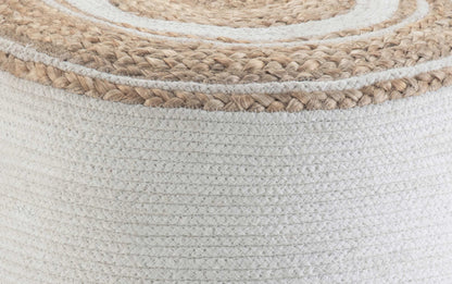 White/Natural | Serena Round Braided Pouf