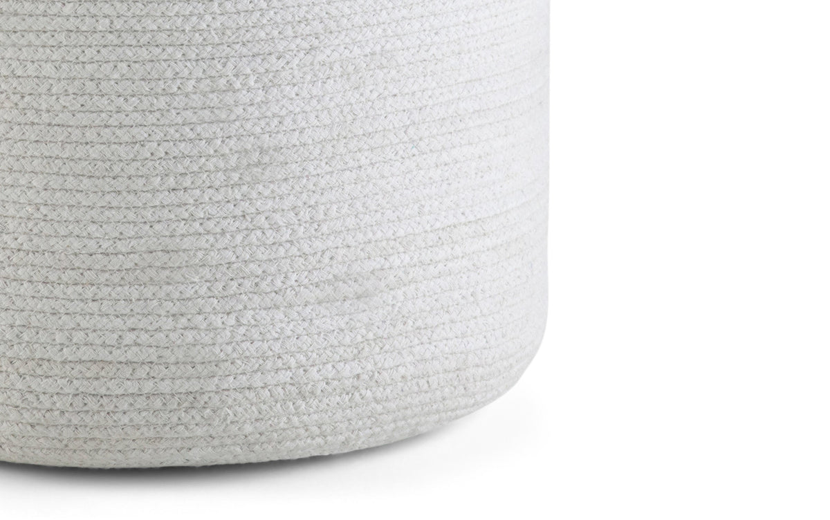 White/Natural | Serena Round Braided Pouf