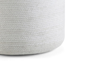 White/Natural | Serena Round Braided Pouf