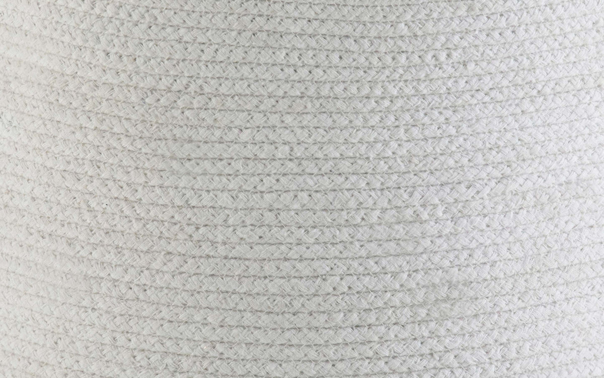 White/Natural | Serena Round Braided Pouf