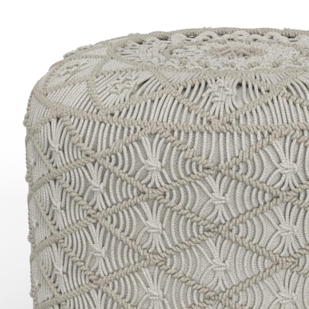 Cloud Grey | Coates Round Macrame Pouf