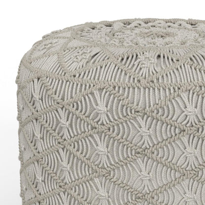 Cloud Grey | Coates Round Macrame Pouf