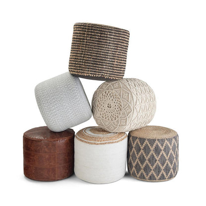 Cream | Coates Round Macrame Pouf