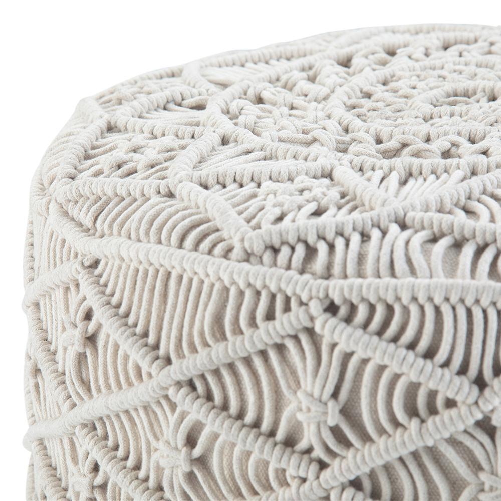 Cream | Coates Round Macrame Pouf