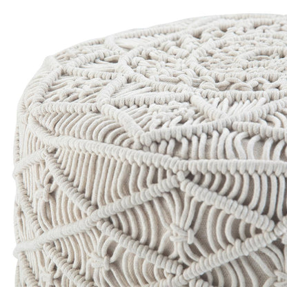 Cream | Coates Round Macrame Pouf