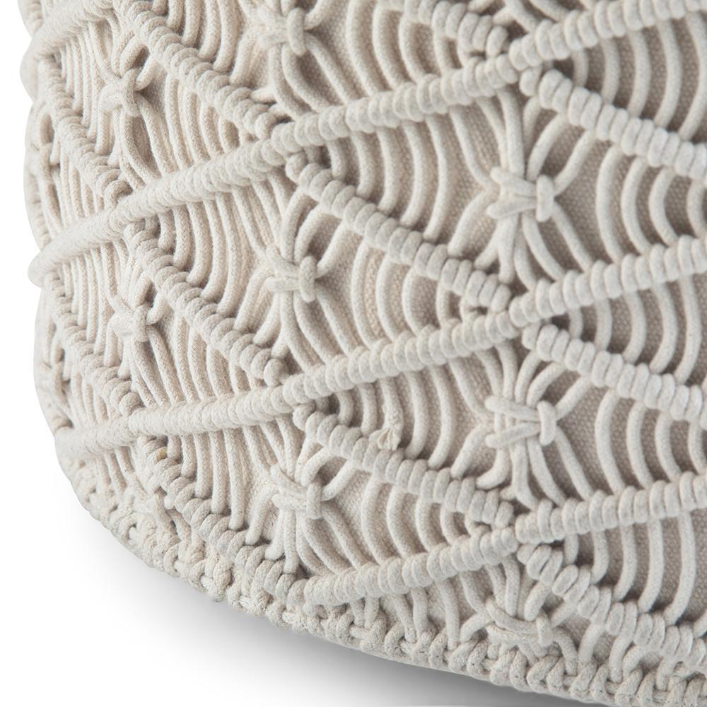 Cream | Coates Round Macrame Pouf