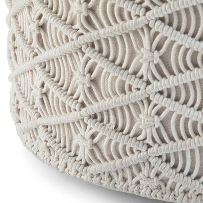 Cream | Coates Round Macrame Pouf