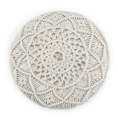 Cream | Coates Round Macrame Pouf
