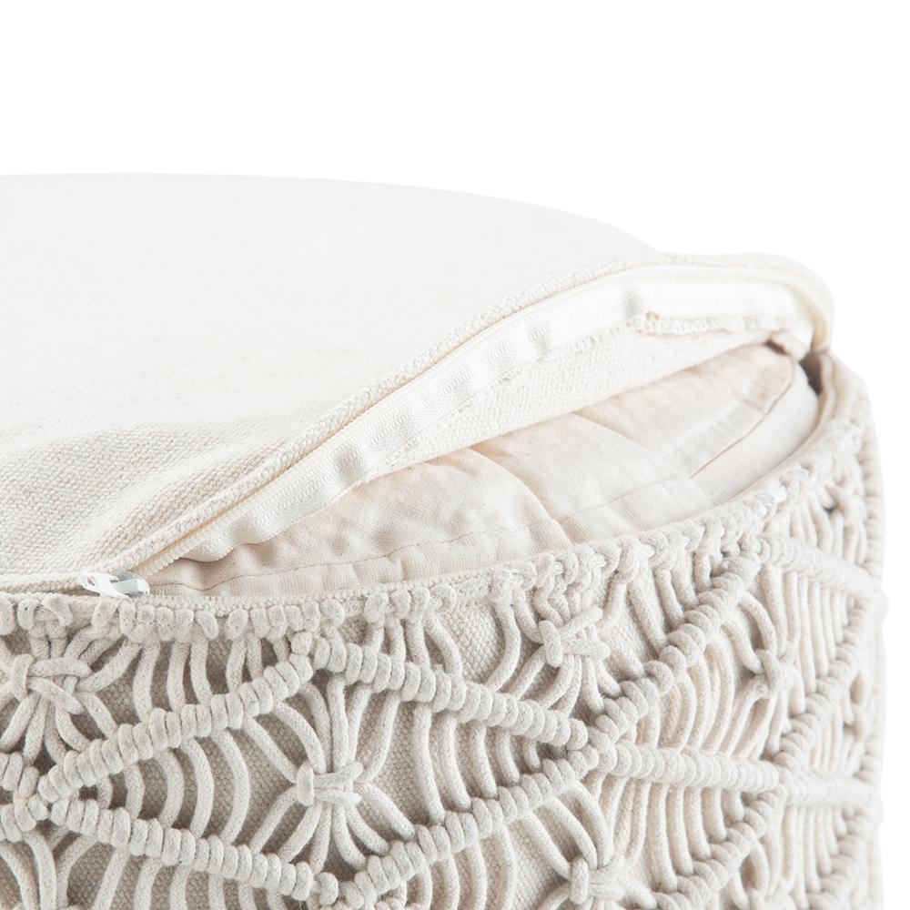 Cream | Coates Round Macrame Pouf