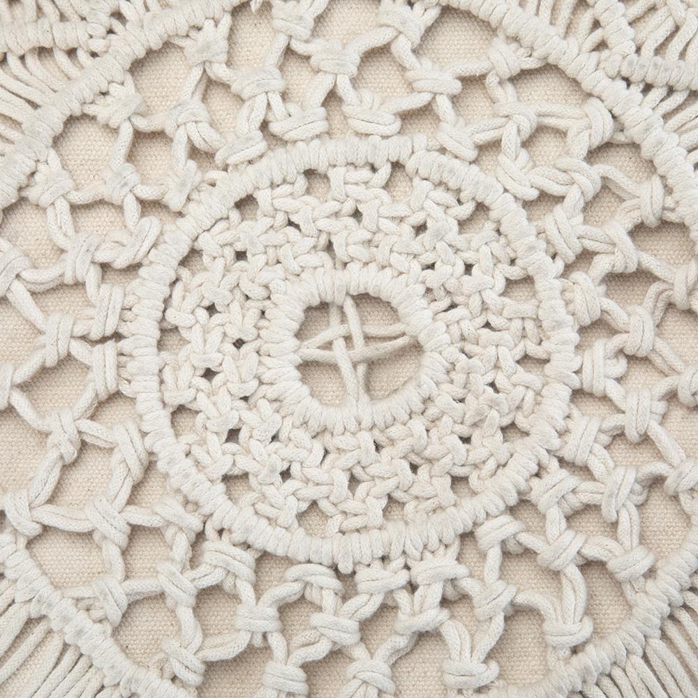 Cream | Coates Round Macrame Pouf