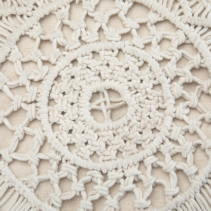 Cream | Coates Round Macrame Pouf