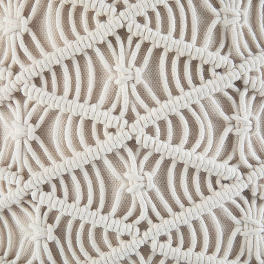 Cream | Coates Round Macrame Pouf
