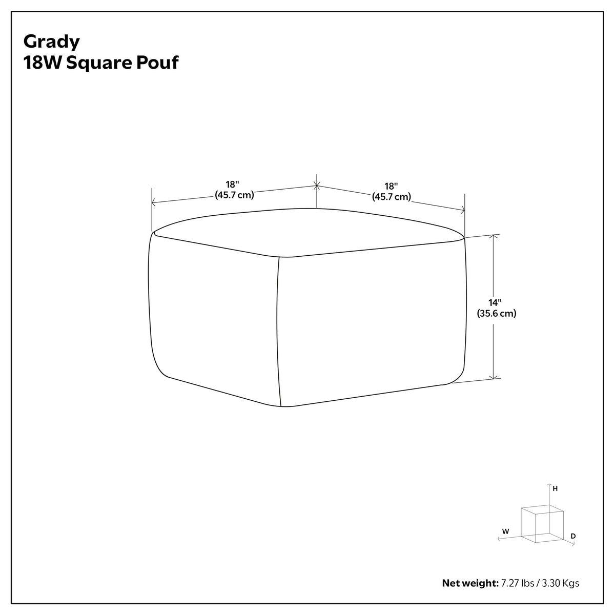 Blue/Natural | Grady Square Pouf