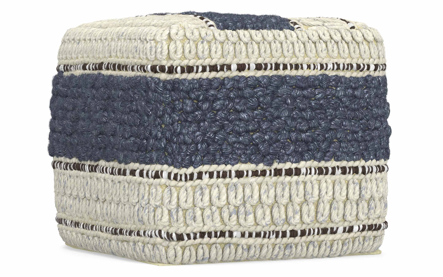 Blue/Natural | Grady Square Pouf