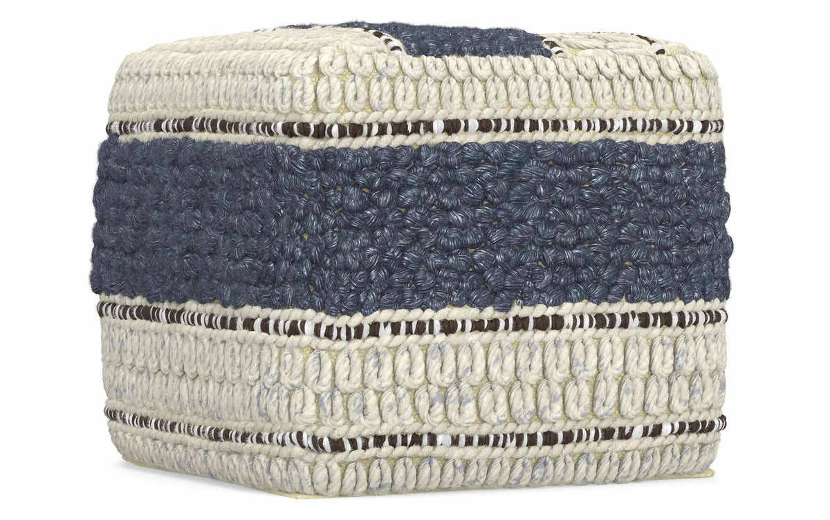 Blue/Natural | Grady Square Pouf