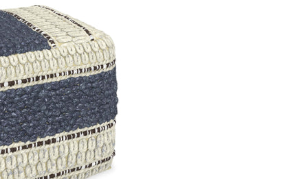 Blue/Natural | Grady Square Pouf
