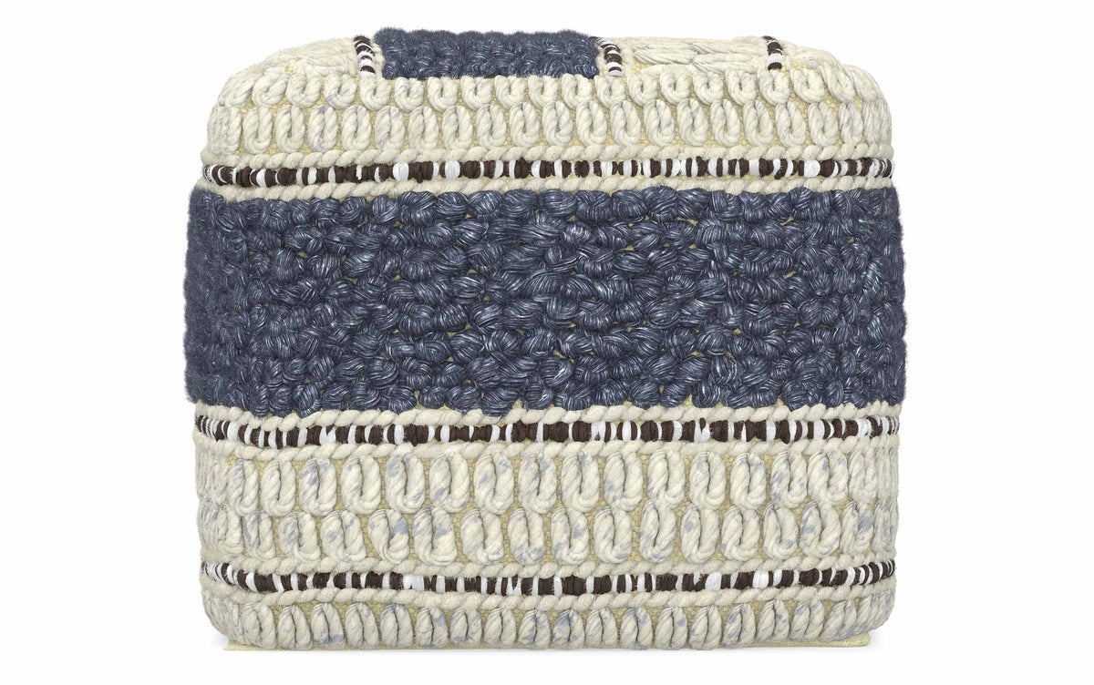 Blue/Natural | Grady Square Pouf