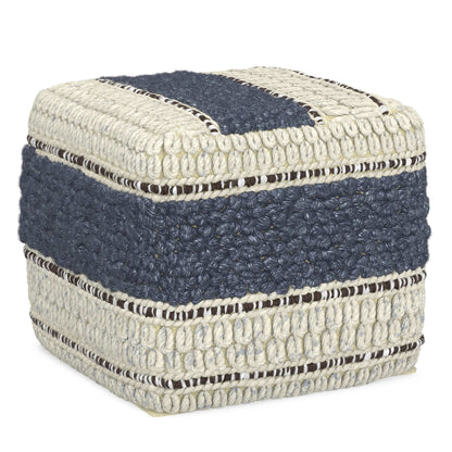 Blue/Natural | Grady Square Pouf