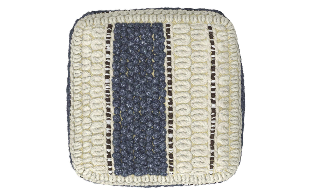 Blue/Natural | Grady Square Pouf