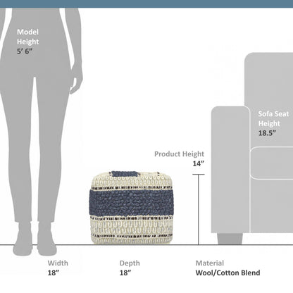 Blue/Natural | Grady Square Pouf