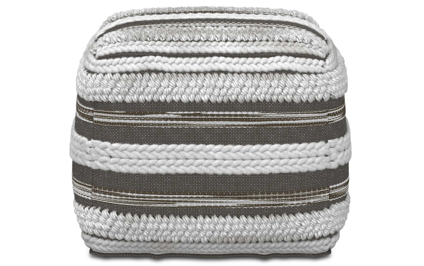 Sommer Square Pouf in Natural and Taupe Grey