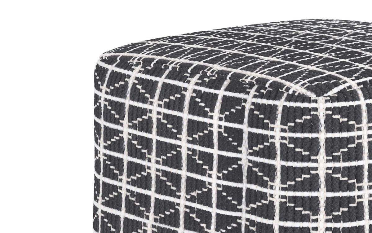 Slate Grey and White | Noreen 18 in Wide Square Pouf