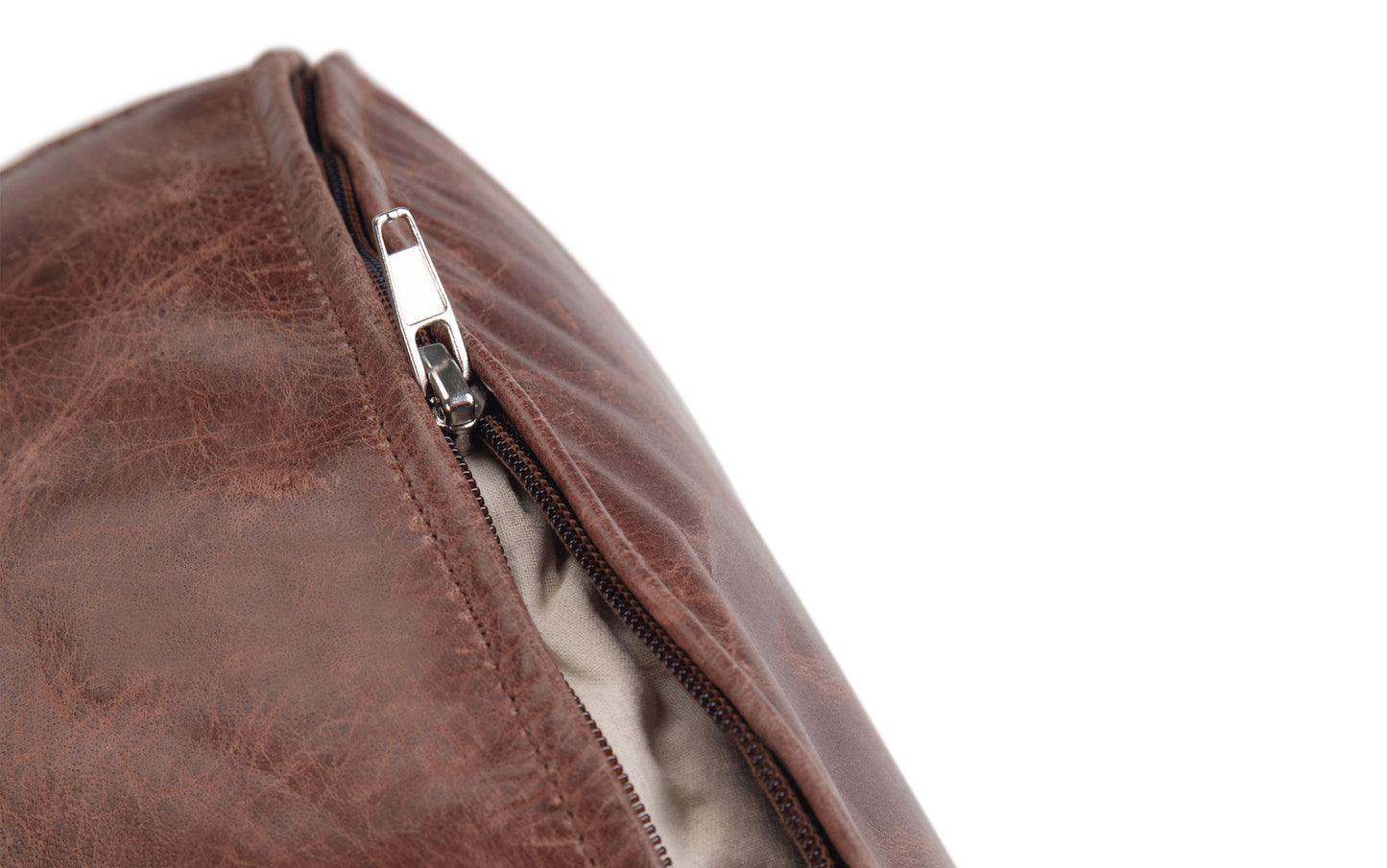 Distressed Brown | Connor Round Leather Pouf