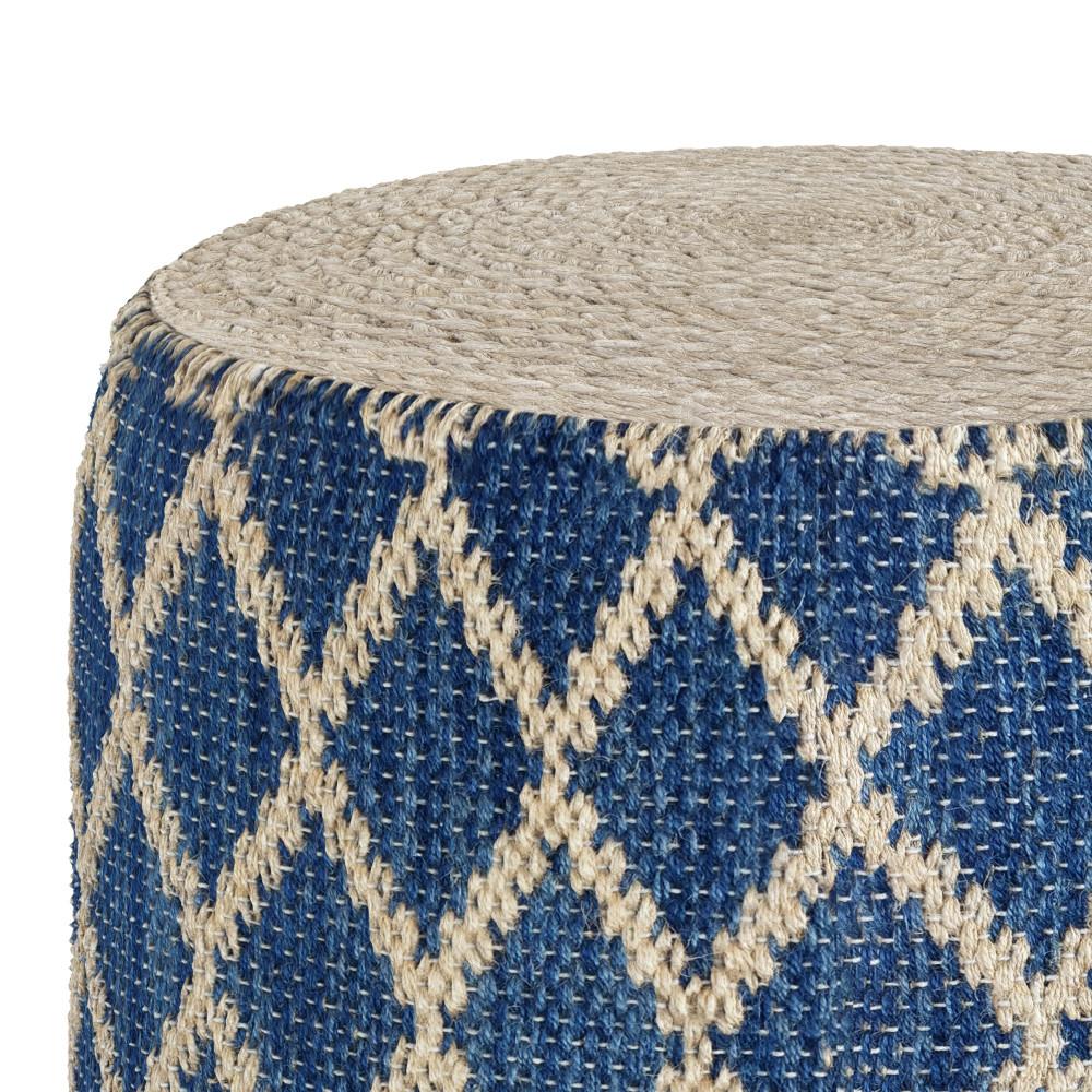 Blue/Natural | Edgeley Round Pouf