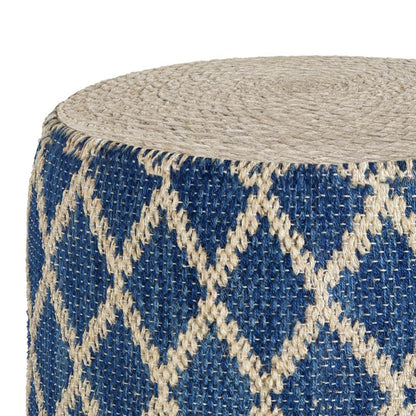 Blue/Natural | Edgeley Round Pouf