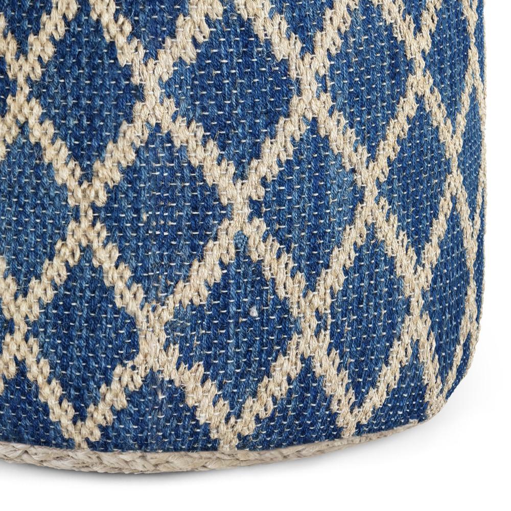 Blue/Natural | Edgeley Round Pouf