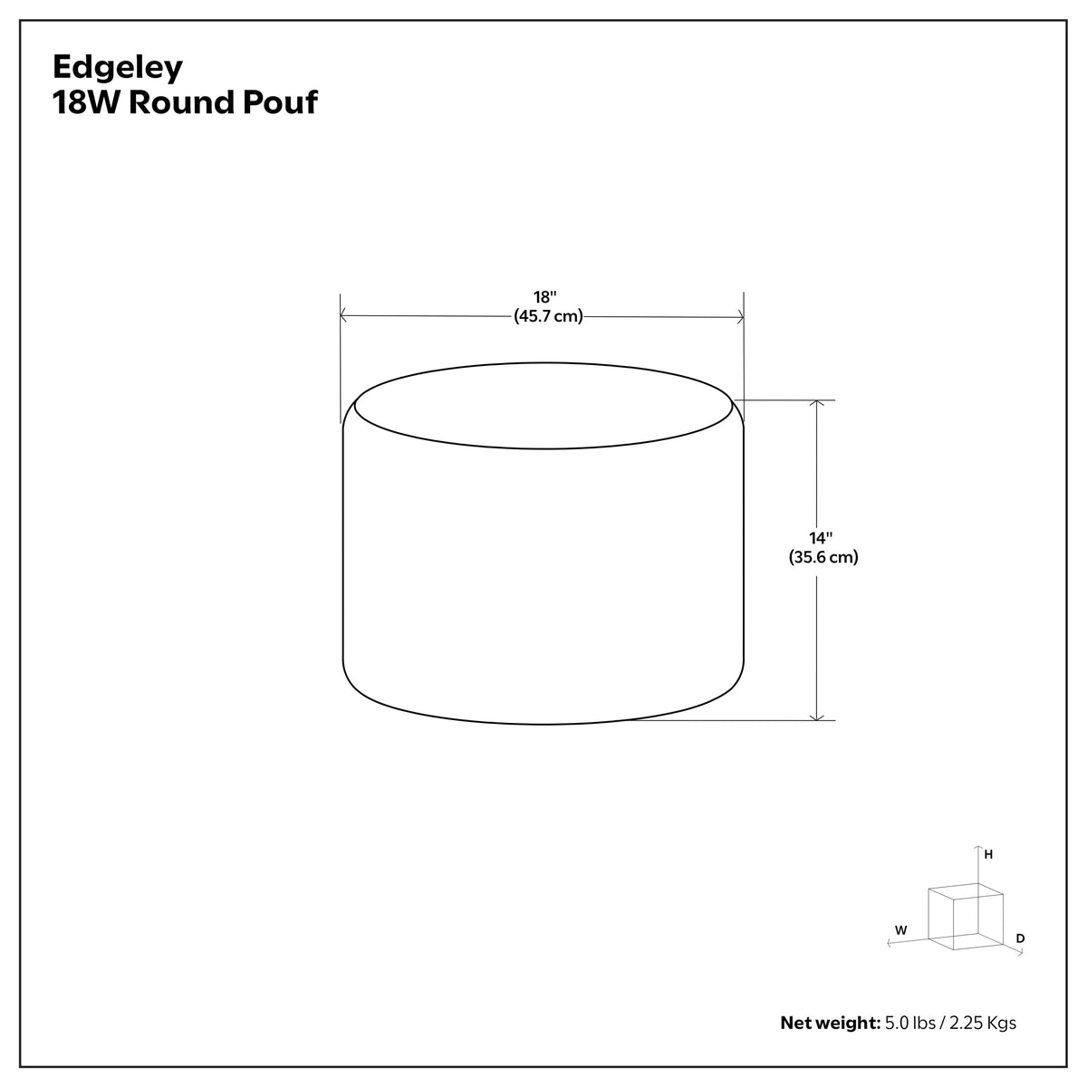Blue/Natural | Edgeley Round Pouf