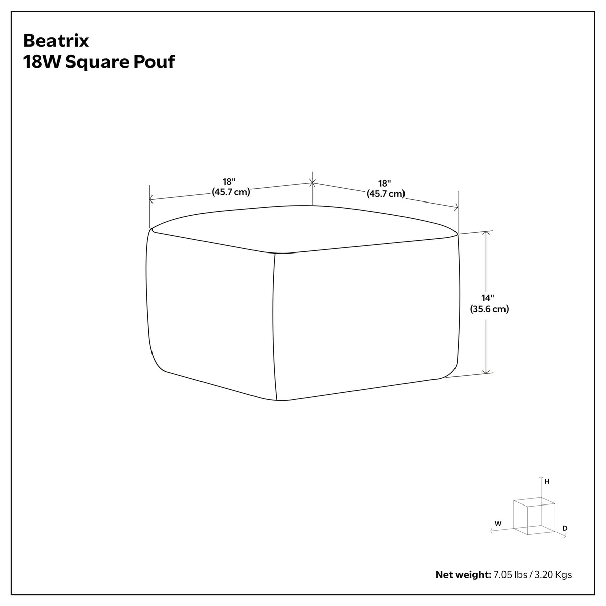 Blue/Beige | Beatrix Square Pouf