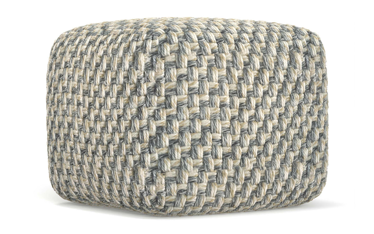 Blue/Beige | Beatrix Square Pouf